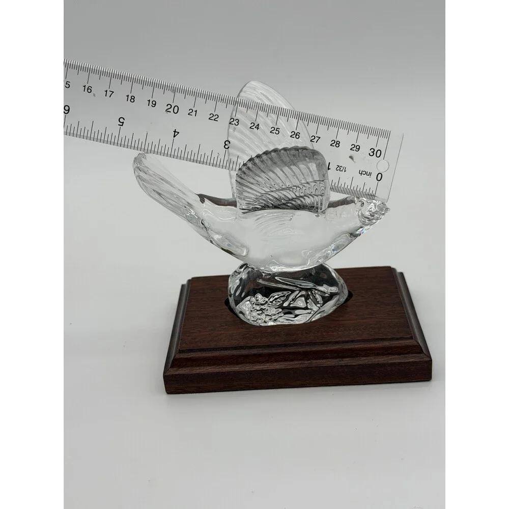 Waterford Crystal Collectors Society NIGHTINGALE Bird Figurine Wood Base